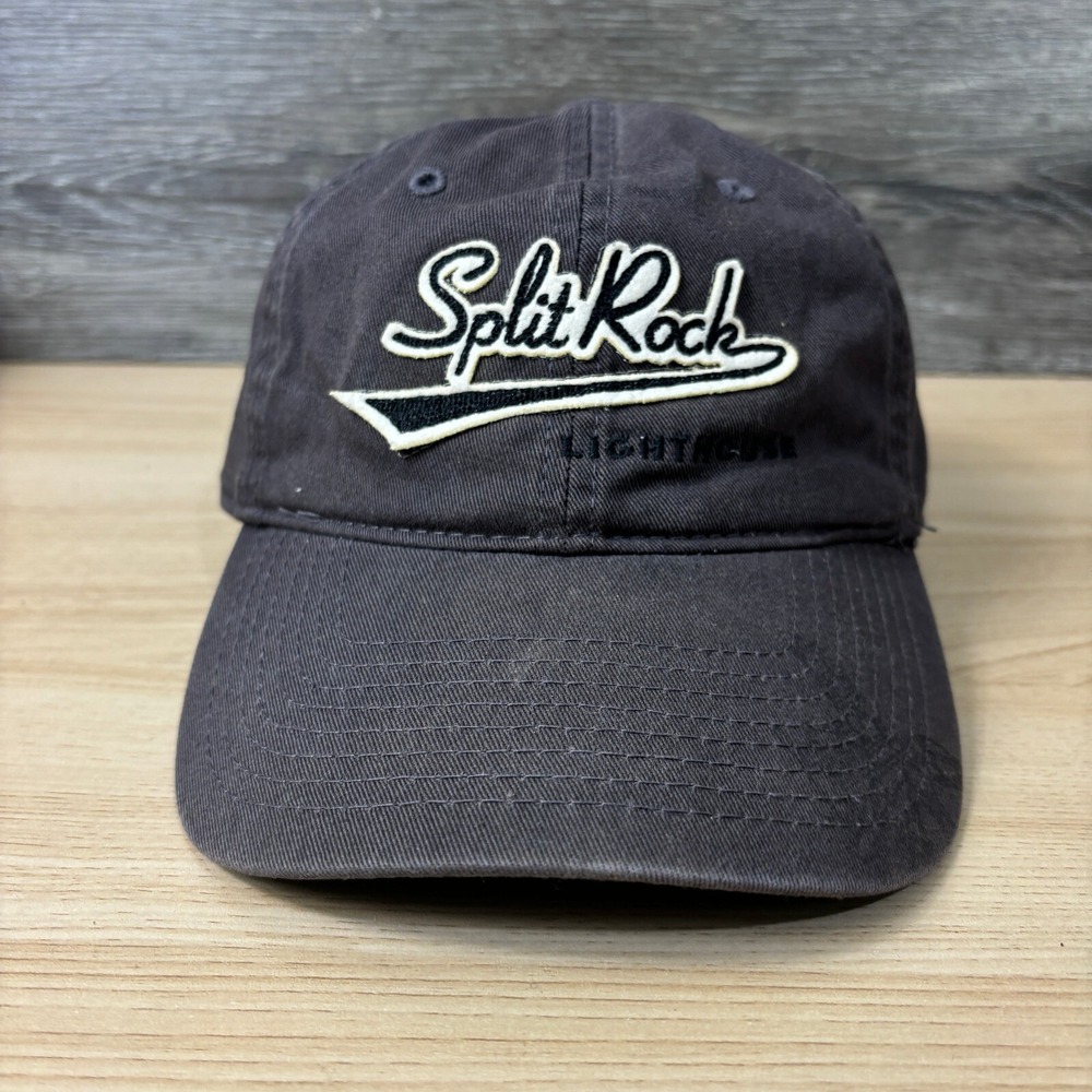 Split Rock Lighthouse Hat Cap Strap Back Gray Minnesota Adjustable